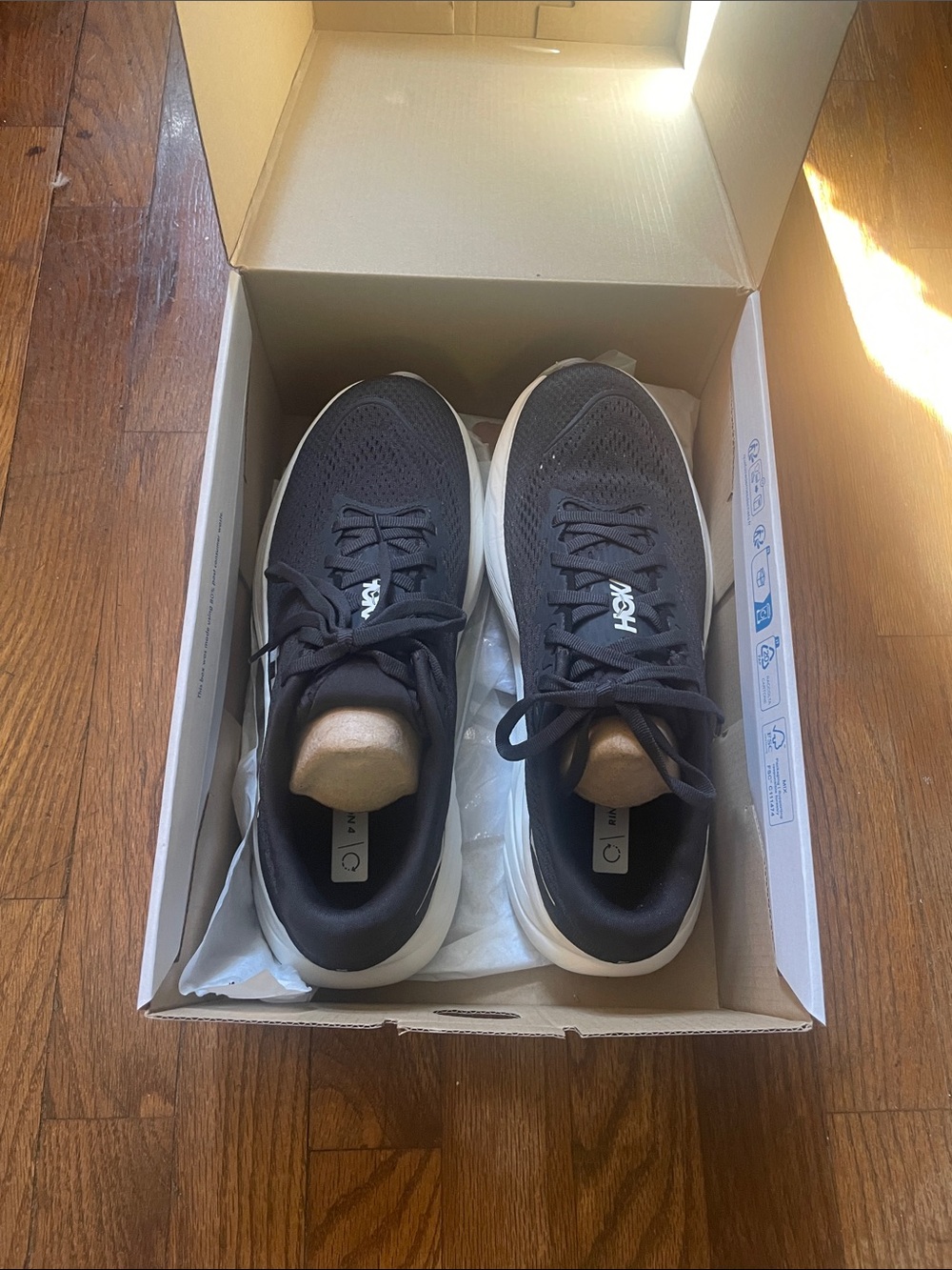 Hoka Black and White Women's Athletic Running Shoes